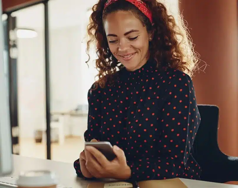 Student girl using her phone to text - Cadence Platform