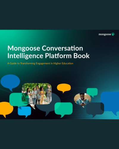 Cover of Mongoose Conversation Intelligence Platform Book, a guide to student engagement in higher education.