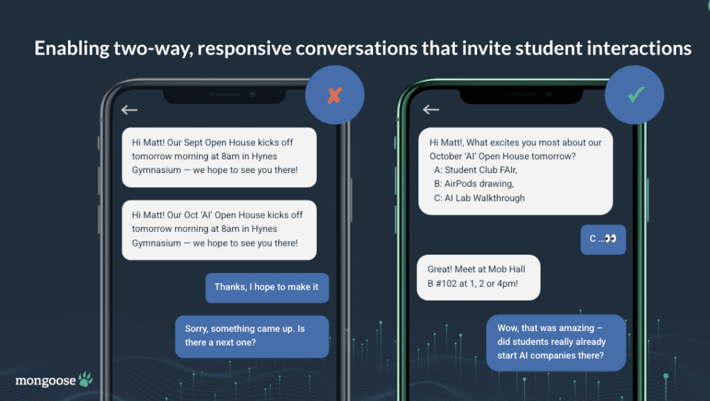 How Mongoose enables two-way, responsive conversations that invite student interactions