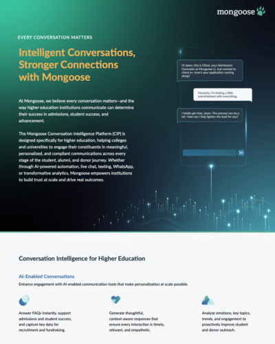 Mongoose Conversation Intelligence Platform one-pager for higher education