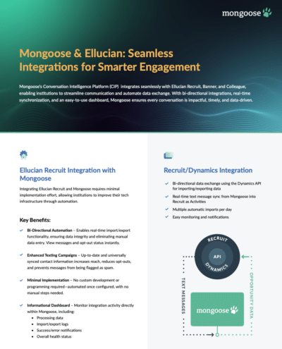 Mongoose and Ellucian integration one-pager showing automation benefits.