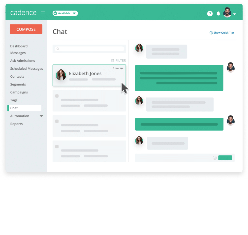 Chat Inbox Overview from Cadence Platform