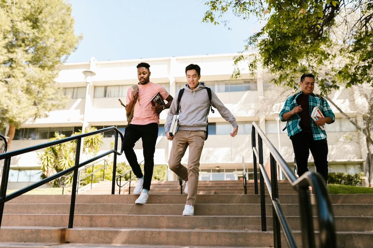 Students Leaving Class on a Sunny Day